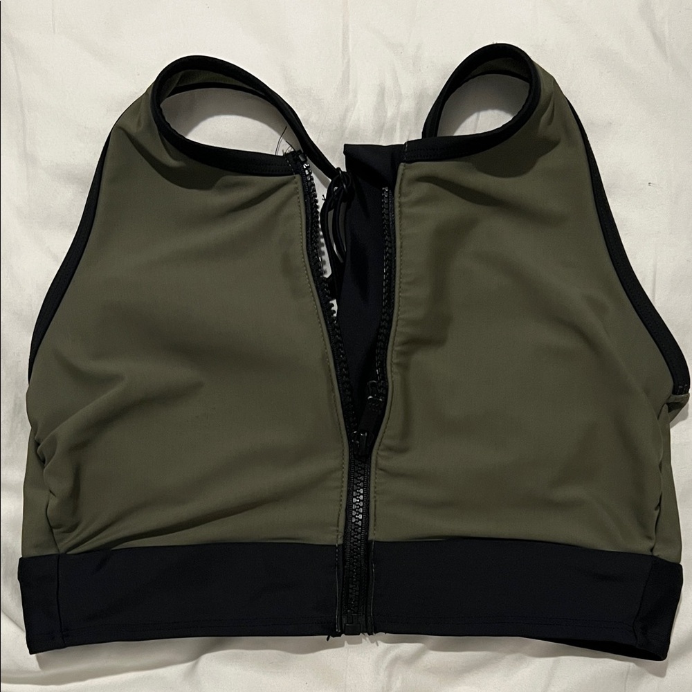 All in Motion army green and Black Sports Bra